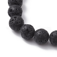 8mm ラウンド天然溶岩ストレッチブレスレット  女性用チリペッパー合金エナメルチャームブレスレット  ブラック  内径：2-1/8インチ（5.5cm）  唐辛子: 21x6x6mm  ビーズ：8mm&nbsp;BJEW-JB10242