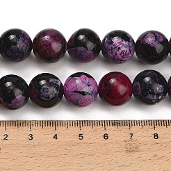 天然の火瑪瑙（染色・加熱）ビーズ連売り  スムーズなラウンド  赤ミディアム紫  14mm  穴：1.4mm  約26個/連  14.57''（37センチメートル）&nbsp;G-K425-A06-14mm