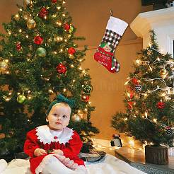 2個2スタイルのクリスマスソックスギフトバッグ  クリスマスデコレーション用  サンタへの単語の手紙  カラフル  53x26x0.7cm  1pc /カラー&nbsp;HJEW-SZ0001-08