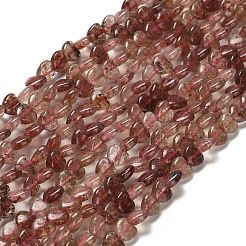 天然石ストロベリークォーツビーズ連売り  ハート  5.5x6~6.5x2.5~3mm  穴：0.7mm  約69~72個/連  14.88~15.2（37.8~38.6センチメートル）&nbsp;G-P575-C05-6mm