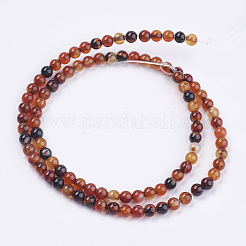 天然石瑪瑙ビーズ連売り  染め  ラウンド  天然な瑪瑙  4~5mm  穴：1mm  約93~95個/連  14.9~15.3インチ&nbsp;X-G-R173-4mm-05