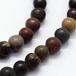 天然石の碧玉ジャスパービーズ連売り  草花石  ラウンド  6mm  穴：0.8mm  約63個/連  14.76インチ（37.5cm）&nbsp;G-I199-20-6mm