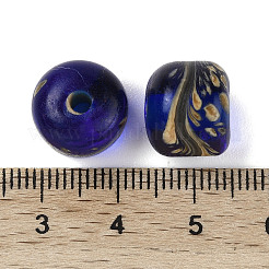 手作りランプワークビーズ  コラム  ミディアムブルー  11~13x10~11mm  穴：2~3mm&nbsp;LAMP-M020-01G