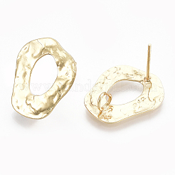 真鍮製スタッドピアスパーツ  カドミウムフリー＆ニッケルフリー＆鉛フリー  カン付き  18KGP本金メッキ  17.5x14.5mm  穴：2.5mm  ピン：0.7mm&nbsp;KK-S348-106