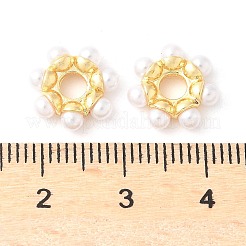 ラックメッキフラワー真鍮ビーズ  absプラスチックパール  鉛フリー＆カドミウムフリー  長持ちメッキ  18KGP本金メッキ  11x4.5mm  穴：3mm&nbsp;KK-H449-70G-01-RS