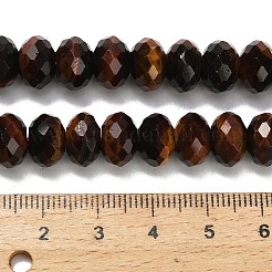 天然のレッドタイガーアイビーズ連売り  ロンデル  多面カット  染め  9.5~10x6~7mm  穴：1~1.2mm  約58~60個/連  15.28~15.47インチ（38.8~39.3cm）&nbsp;G-C259-A01-6x10mm-01