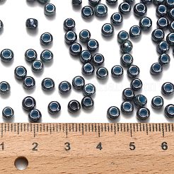 トーホー 6/0ラウンドビーズ  日本製シードビーズ  （1208)つの不透明な青い大理石  4mm  穴：1.5mm  約840個/50g&nbsp;SEED-XTR06-1208