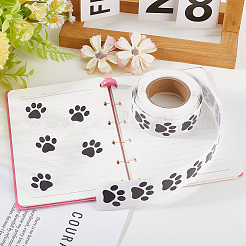 紙製装飾ステッカー  粘着デカール  犬の足跡  ブラック  64x28mm&nbsp;STIC-WH20010-07A