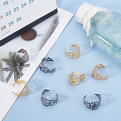 真鍮フィリグリーリングシャンク  パッドリングベースパーツ  調整可能  ゴールデン·ステンレス鋼色  サイズ7（17mm）  トレイ：8mm  2色  10個/カラー  20個/箱&nbsp;KK-AR0001-61