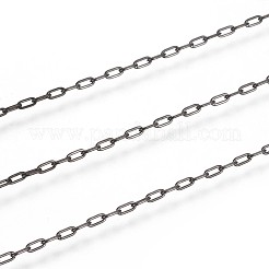 304ステンレススチールペーパークリップチェーン  ハンダ付け  スプールで  電気泳動黒  3x1~1.3x0.3mm  約65.61フィート（20m）/ロール&nbsp;CHS-F010-01A-B