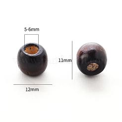 ココナッツブラウンバレル天然木ビーズ  無鉛の  12x11mm  穴：5mm&nbsp;X-WOOD-S030-08-LF