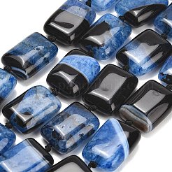 天然石瑪瑙ビーズ連売り  染め＆加熱  長方形  ミックスカラー  19~20.5x13.5~15.5x6.5~8.5mm  穴：1.2~1.4mm  約19個/連  16.26''~16.97''（41.3~43.1センチメートル）&nbsp;GG-L001-M01-01