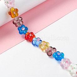 手作りランプワークビーズ連売り  バンピー  花  ミックスカラー  13.5~14x14.5~15x7~8mm  穴：1.4mm  約28個/連  14.57インチ（37cm）&nbsp;LAMP-D015-08I