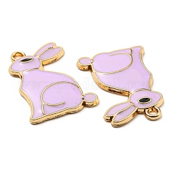 合金ペンダント  エナメル  ゴールドカラー  カドミウムフリー＆ニッケルフリー＆鉛フリー  ウサギのチャーム  ミックスカラー  25x17.5x2.5mm  穴：1.6mm&nbsp;ENAM-L042-03G