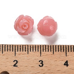合成サンゴ刻まれたビーズ  染め  花  ピンク  8.5x8.5x8mm  穴：1.2mm&nbsp;CORA-H003-01B-14