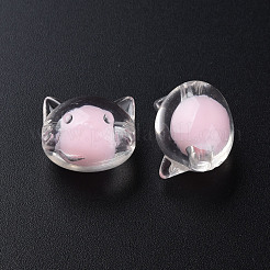 透明なアクリルビーズ  二層ビーズ  猫  ミックスカラー  16x18.5x14.5mm  穴：3.5mm  約196個/500g&nbsp;MACR-S373-115-B