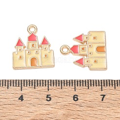 合金エナメルチャーム  城のチャーム  ゴールドカラー  18x16x1mm  穴：1.6mm&nbsp;AL-CBAE435-60G