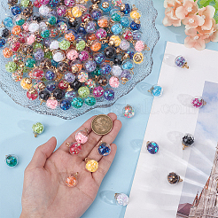 180個15色ガラスボールペンダント  星のグリッタースパンコールと金メッキのccbプラスチックカップヒートンキャップ  ラウンド  ミックスカラー  20.5x15mm  穴：2.5mm  12個/カラー&nbsp;GLAA-ME0001-25
