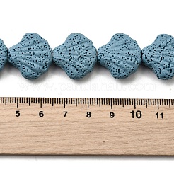 染色された天然溶岩石ビーズ連売り  シェル形状  スチールブルー  19x21x7.5mm  穴：1.4mm  約21個/連  15.75''（40センチメートル）&nbsp;G-A264-A04-01B