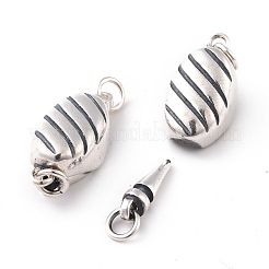 925スターリングシルバーバヨネット留め金  オーバル  タイスターリングシルバーメッキ  7.5x17x6mm  穴：2mm&nbsp;STER-D035-17AS