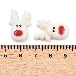 クリスマス オペーク レジン カボション  ホワイト  鹿  22x15x6mm&nbsp;LS-RESI-XCP0002-66A