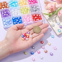 300個12色透明アクリルビーズ  二層ビーズ  スター  ミックスカラー  9x9.5x4mm  穴：2mm  25個/カラー&nbsp;TACR-CJ0001-63