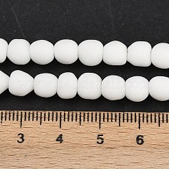 つや消し手作りランプワークビーズ  ラウンド  ホワイト  6~7x6mm  穴：1.1mm  約101個/連  23.62インチ（60cm）&nbsp;LAMP-C022-01E