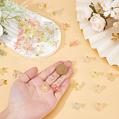 アクリル＆シェルパールペンダント  真鍮のループを有します  花  ミックスカラー  17mm  穴：2.6mm  80個/セット&nbsp;PALLOY-FH00052