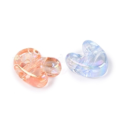 UVメッキ透明アクリルビーズ  虹色の  ふっくらとした手紙  ミックスカラー  21~28x13~25x9~10mm  穴：5.5mm  約176個/500g&nbsp;OACR-Q204-08