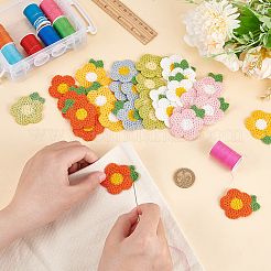 60 個 6 色かぎ針編みフラワーアップリケ  コンピュータ刺繍布パッチ  マスクと衣装のアクセサリー  ミシンクラフト装飾  ミックスカラー  47x40x2.5mm  10個/カラー&nbsp;DIY-FG0004-49