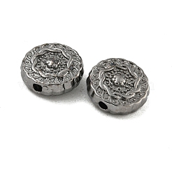 チベット風合金ビーズ  鉛フリー＆ニッケルフリー＆カドミウムフリー  フラットラウンド  ガンメタ色  10x4mm  穴：1.5mm&nbsp;TIBEB-R022-B-FF