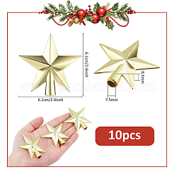 プラスチック製クリスマスツリートップスターオーナメント10個  クリスマスツリーの装飾用  ゴールド  61x61x8.5mm&nbsp;DIY-DC0003-98