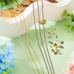 DIY チェーン ブレスレット ネックレス メイキング キット  鉄の丸カンを含む  亜鉛合金の留め金  真鍮フラットオーバルアズキチェーン  ミックスカラー  チェーン：18m /セット&nbsp;DIY-TA0006-53