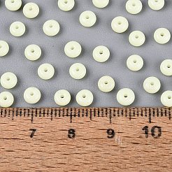 オペークガラスシードビーズ  丸い穴  ロンデル  淡緑色  4~4.5x2~3mm  穴：0.9~1mm  約6430個/ポンド&nbsp;SEED-N012-09A-07
