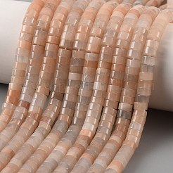 天然石ピーチ色ムーンストーンビーズ連売り  ディスク  ヒシビーズ  6~6.5x3~3.5mm  穴：0.8~1.2mm  約115~117個/連  14.96~15.16''（38~38.5センチメートル）&nbsp;G-M420-A07-01