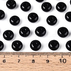 不透明色のガラスシードビーズ  ロンデル  丸い穴  ブラック  8~8.5x4.5~5mm  穴：1.2~1.8mm  約957個/ポンド&nbsp;SEED-N007-39B-03