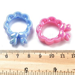 UVメッキアクリルビーズ  虹色の  クリスマスリース  ミックスカラー  32x27x8mm  穴：3mm&nbsp;X-OACR-M022-07