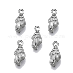 変色しない304ステンレススチールペンダント  らせん状のシェル形状  ステンレス鋼色  18x7.5x4mm  穴：2mm&nbsp;LS-STAS-N099-32