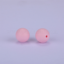 丸いシリコン焦点ビーズ  パールピンク  15mm  穴：2mm&nbsp;SI-JX0046A-87