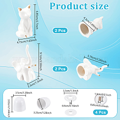 丸いプラスチック製の押し込み式トイレボウルボルトキャップカバー（予備のワッシャーと陶器のディスプレイ装飾付き）  浴室付属品  フローラルホワイト  混合図形  33x4mm&nbsp;AJEW-NB0008-28