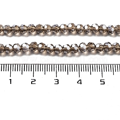 電気メッキ透明ガラスビーズ連売り  ファセット（32ファセット）  ラウンド  パール光沢メッキ  オリーブ  4mm  穴：0.7mm  約87~93個/連  32~33cm&nbsp;X-EGLA-A035-T4mm-A16