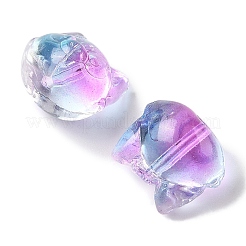 透明スプレーペイントガラスビーズ  猫  ミックスカラー  12.5x14x11mm  穴：1.4mm&nbsp;GLAA-Z011-09