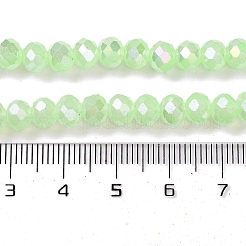 電気メッキガラスビーズ連売りを焼く  ABカラー  多面カット  ロンデル  淡緑色  8x6mm  穴：1mm  約60~62個/連  15.75''（39~40センチメートル）&nbsp;DGLA-A039-J8mm-B10