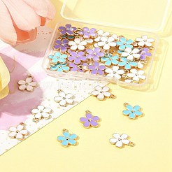 40本4色合金エナメルチャーム  花  ミックスカラー  15x13x2.5mm  穴：1.5mm  10個/カラー&nbsp;ENAM-FS0003-37