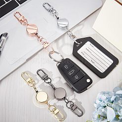 4個4色の頑丈な合金製格納式キーチェーン留め具  格納式 ID バッジ キーリール ホルダー  ダブルスイベルクラスプ付き  DIYキーホルダー作り用品  ミックスカラー  115mm  1pc /カラー&nbsp;FIND-SC0004-32