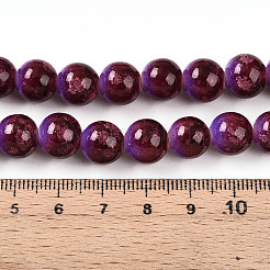プリントガラスビーズ焼付塗装ガラスビーズ連売り  ラウンド  ツートン  サドルブラウン  10~10.5mm  穴：1.4mm  約79~83個/連  29.92~31.10インチ（76~79cm）&nbsp;DGLA-N008-10mm-04