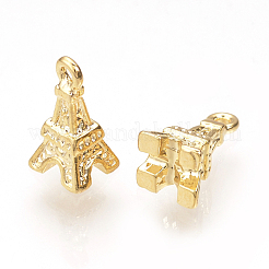 真鍮製チャーム  タワー  ニッケルフリー  18KGP本金メッキ  9.5x5x5mm  穴：1mm&nbsp;KK-R058-175G