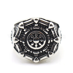 男性用304ステンレススチール製指輪  ギア  アンティークシルバー  usサイズ10（19.8mm）&nbsp;FS-WG5D407-03