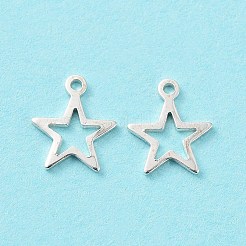 スターリングシルバー チェーン エクステンダー ドロップ 925 個  エクステンダーチェーンタブ  中空スター  銀  8x7x0.7mm  穴：0.8mm&nbsp;STER-F053-10S