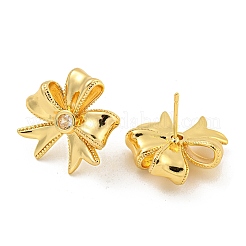 ラックメッキ真鍮キュービックジルコニアスタッドピアス  長持ちメッキ  鉛フリー＆カドミウムフリー  花  18KGP本金メッキ  21.5x22mm&nbsp;EJEW-M247-25G